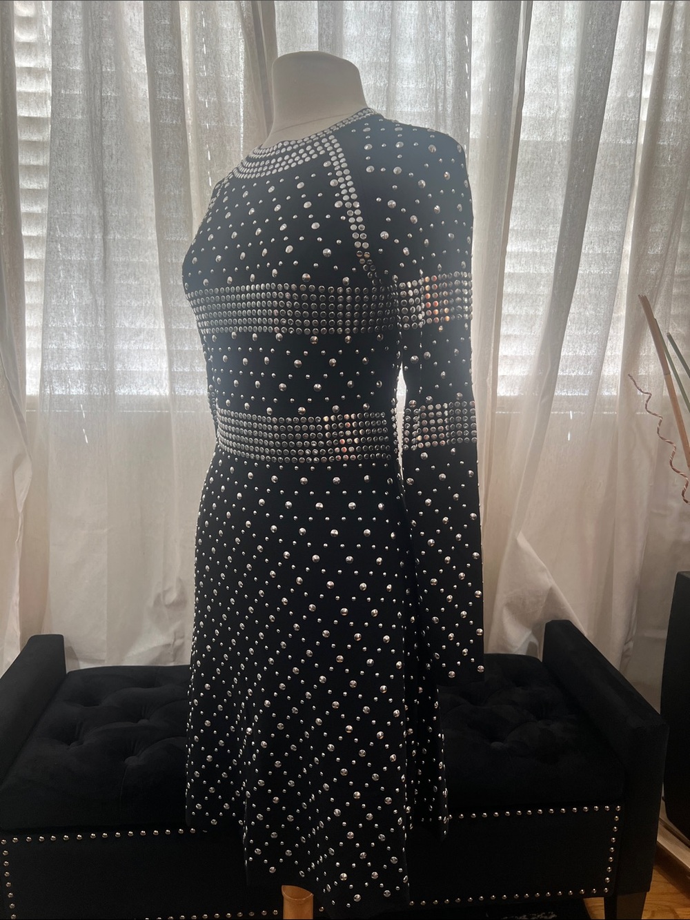 Michael Kors Black Studded Long-Sleeve Dress - Picture 4 of 13